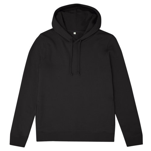 Sweat  capuche noir en mlange de coton avec cordon de serrage, femme.