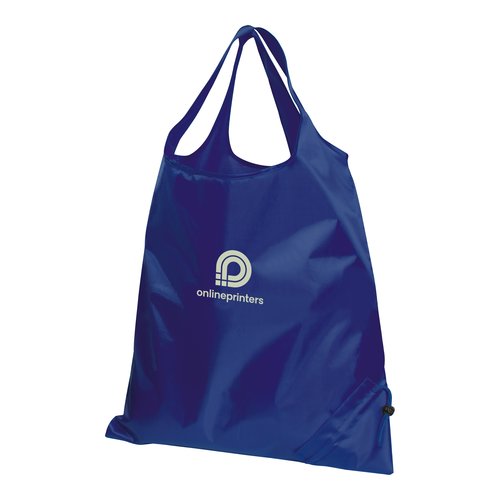 Sac transformable bleu fonc en matriau lger avec cordon de serrage.