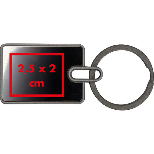 Porte-cls rectangulaire en mtal avec anneau.