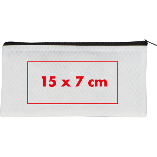 Trousse en tissu blanche avec fermeture clair.