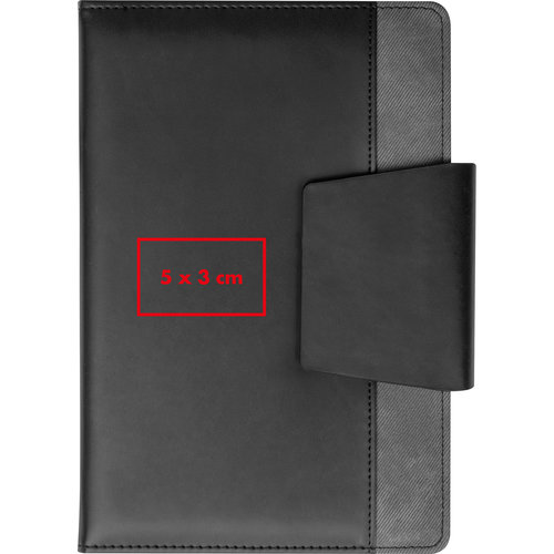 Carnet noir avec fermeture magntique.