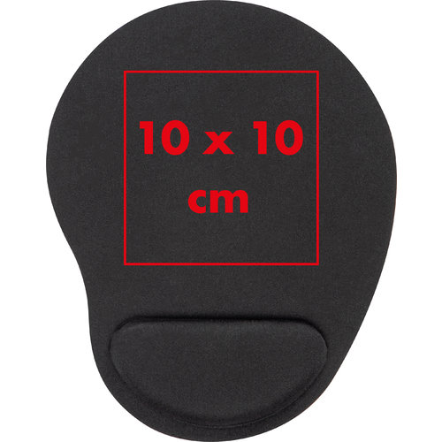 Tapis de souris noir en tissu avec repose-poignet.