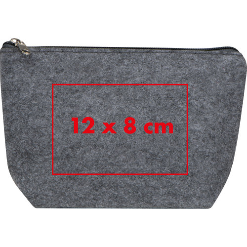 Trousse de toilette grise en RPET avec fermeture clair.