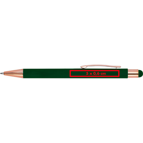 Stylo  bille vert avec stylet tactile et clip.