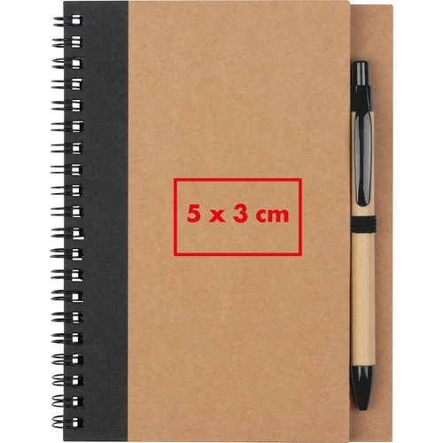 Bloc-notes avec spirale et porte-stylo.