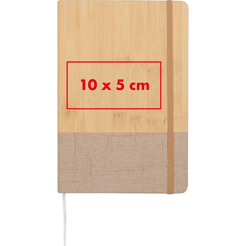 Carnet avec couverture en bambou et lastique.