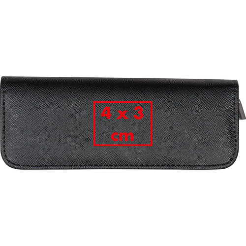 Trousse d'criture noire avec fermeture clair.