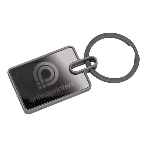 Porte-cls en mtal anthracite de forme rectangulaire avec anneau.