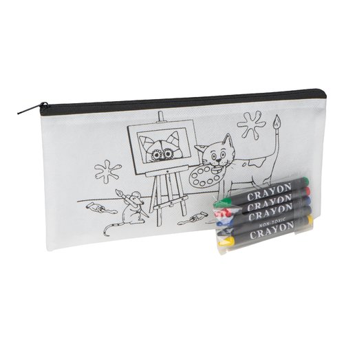 Trousse en tissu blanche avec fermeture clair.