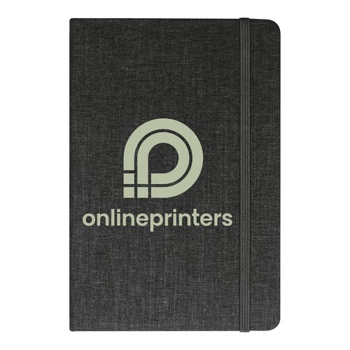 Carnet gris avec fermeture  lastique.