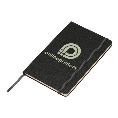 Carnet noir avec lastique et marque-page ruban.