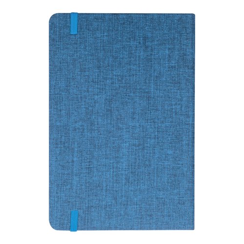 Carnet bleu avec fermeture  lastique.