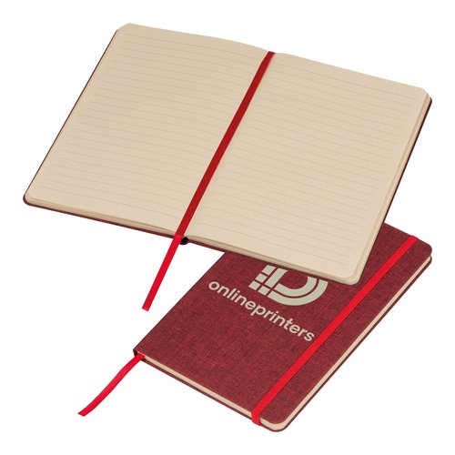 Carnet rouge avec lastique et marque-page.