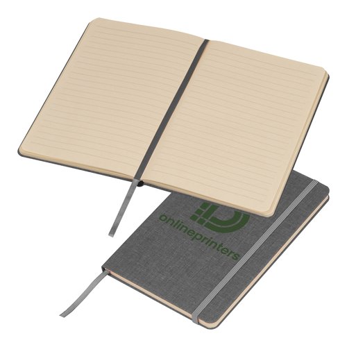 Carnet gris argent avec lastique et marque-page.