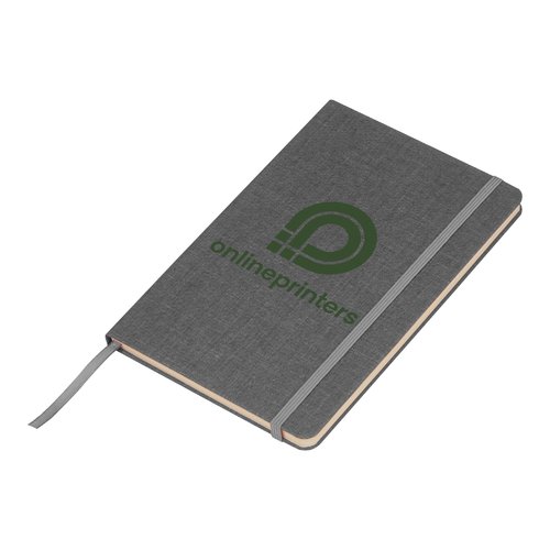 Carnet gris argent avec fermeture lastique et marque-page ruban.