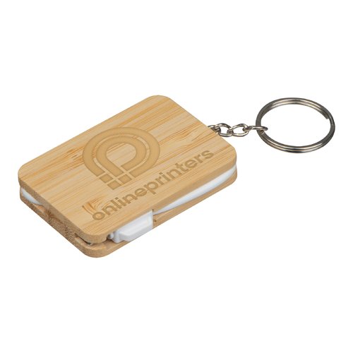 Porte-cls beige en bambou avec anneau en mtal.