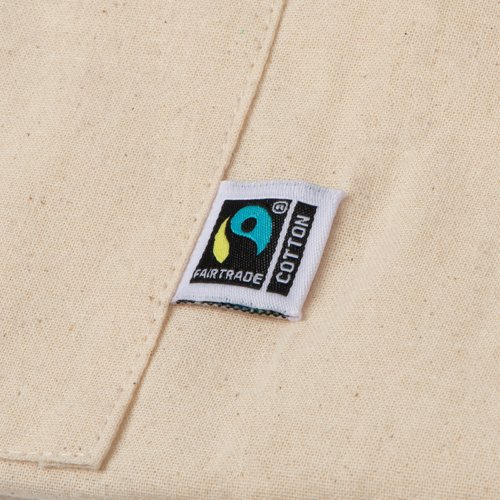 Tablier beige en coton Fairtrade avec tour de cou rglable.