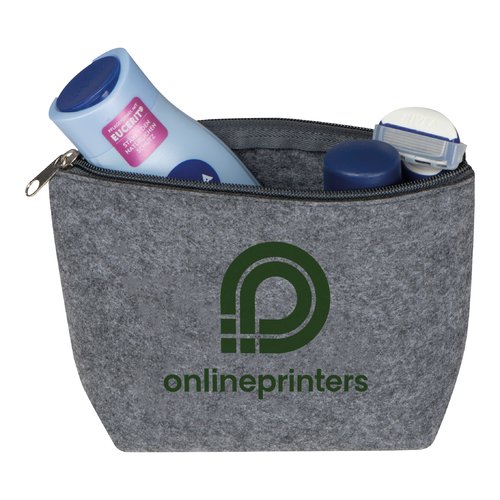 Trousse de toilette grise en RPET avec fermeture clair.