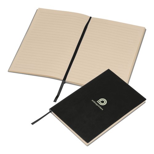 Carnet noir  couverture rigide avec marque-page.