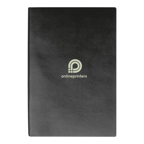 Carnet noir  couverture rigide avec reliure cousue.