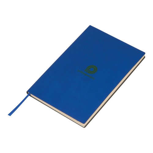 Carnet bleu  couverture rigide avec marque-page ruban.