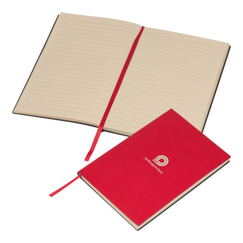 Carnet rouge  couverture rigide avec marque-page ruban.