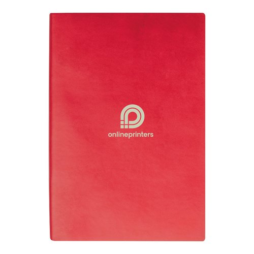 Carnet rouge  couverture rigide avec pages lignes.