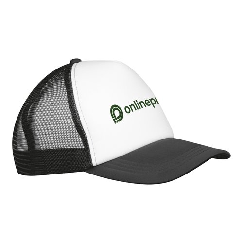 Casquette de camionneur noire avec maille et fermeture rglable.