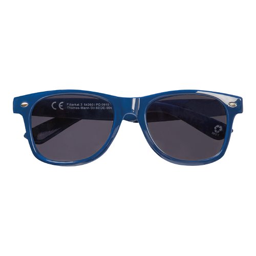 Lunettes de soleil bleu fonc en RPET au design classique.