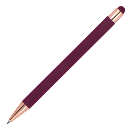 Stylo  bille bordeaux avec stylet tactile et mcanisme  poussoir.