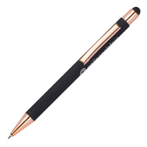 Stylo  bille noir en mtal avec embout stylet tactile.