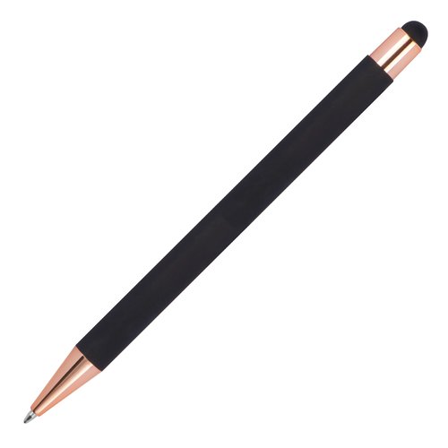Stylo  bille noir avec stylet tactile et mcanisme  pression.