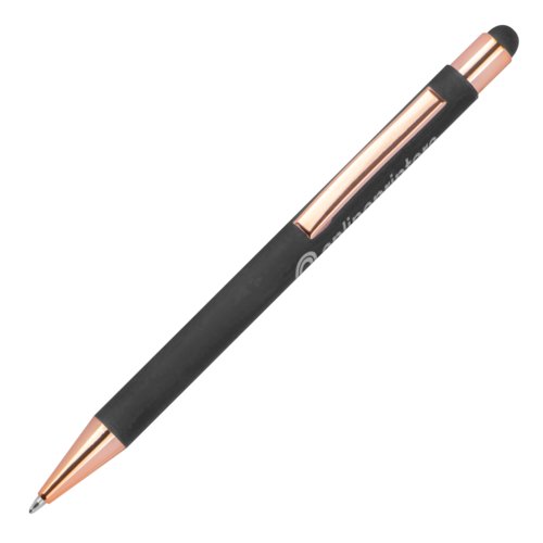 Stylo  bille anthracite avec fonction stylet et clip.