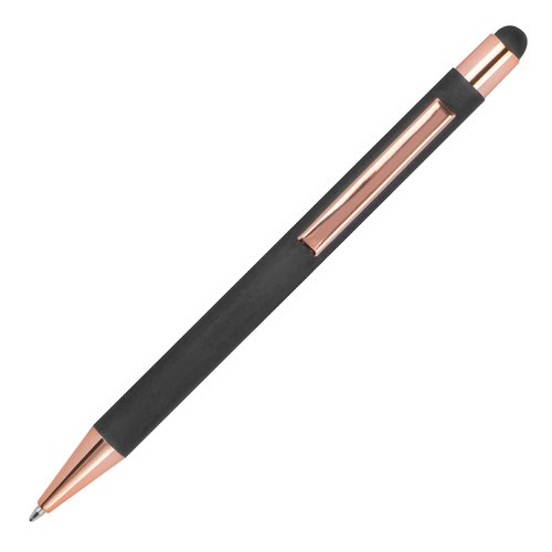 Stylo  bille anthracite avec stylet tactile et clip.