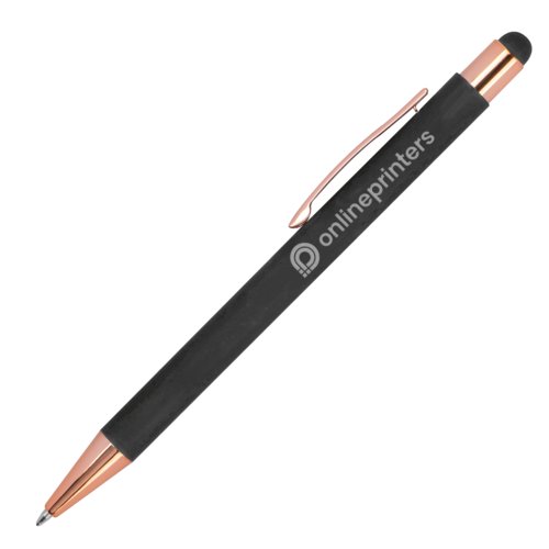 Stylo  bille anthracite avec stylet tactile et clip.