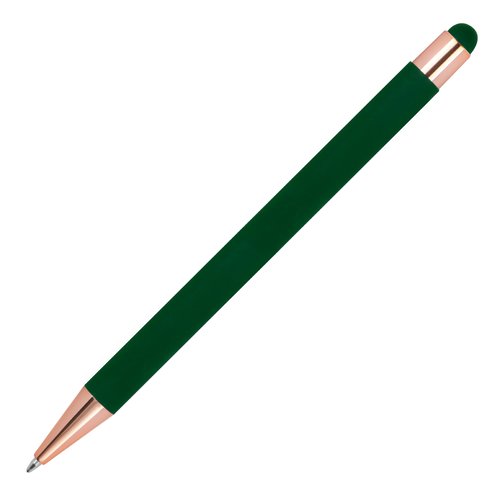 Stylo  bille vert fonc avec stylet tactile et mcanisme  poussoir.