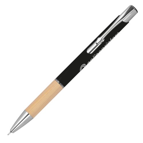 Stylo gel noir en matriau recycl avec clip.