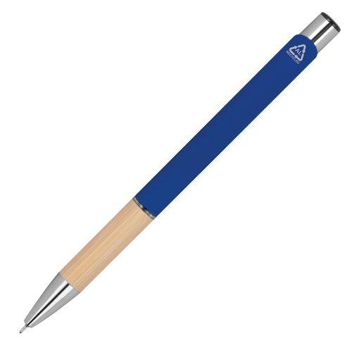 Stylo gel bleu recycl avec capuchon.