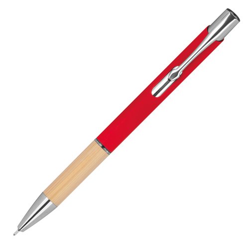 Stylo gel rouge en matriau recycl avec clip.