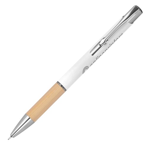 Stylo gel recycl blanc avec mcanisme  clic.