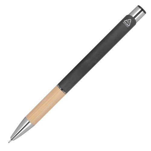 Stylo gel anthracite recycl avec lments mtalliques.