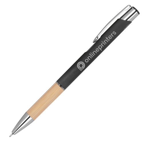 Stylo gel recycl anthracite avec des lments en mtal.