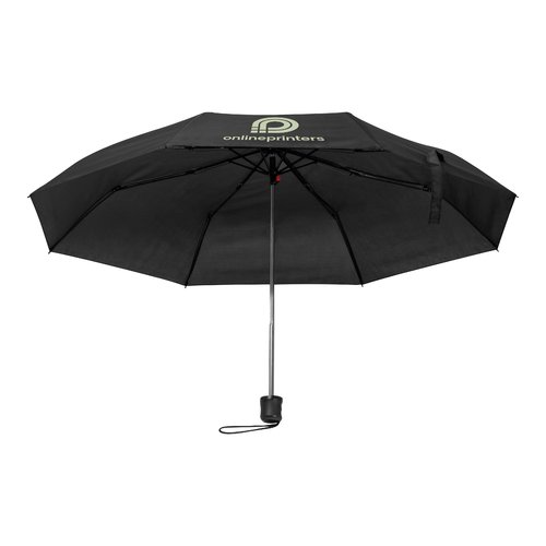 Parapluie de poche noir en RPET avec mcanisme d'ouverture manuel.