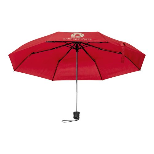 Parapluie de poche rouge en RPET avec mcanisme d'ouverture manuel.
