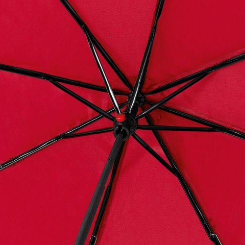 Parapluie de poche rouge en RPET avec toile et structure.