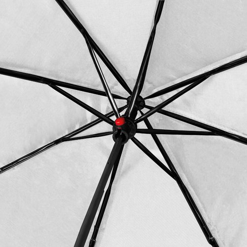 Parapluie de poche blanc en RPET avec housse et poigne.