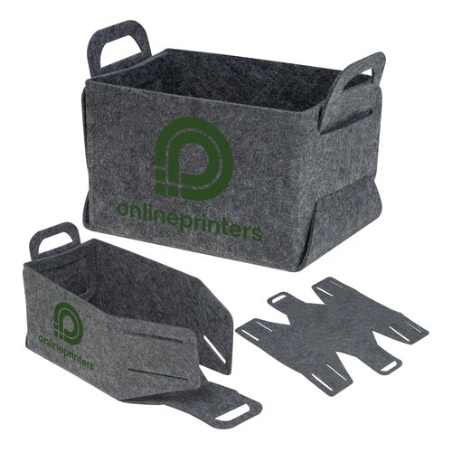 Panier pliable anthracite en RPET avec poignes.