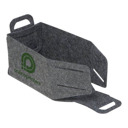 Panier pliant anthracite en RPET avec poignes de transport.