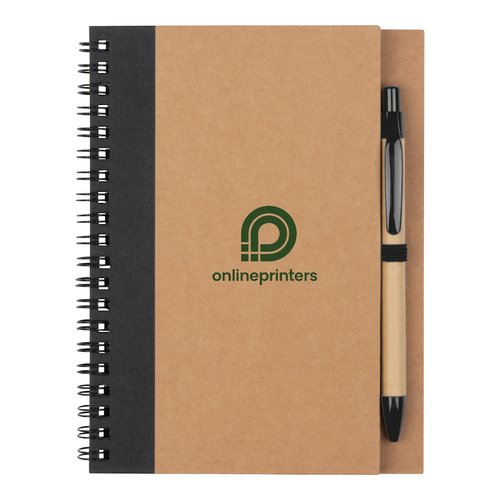 Bloc-notes  spirale avec porte-stylo.