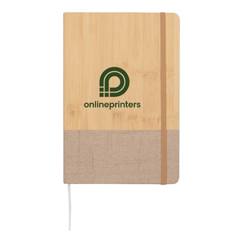 Carnet en bois clair avec fermeture  lastique.
